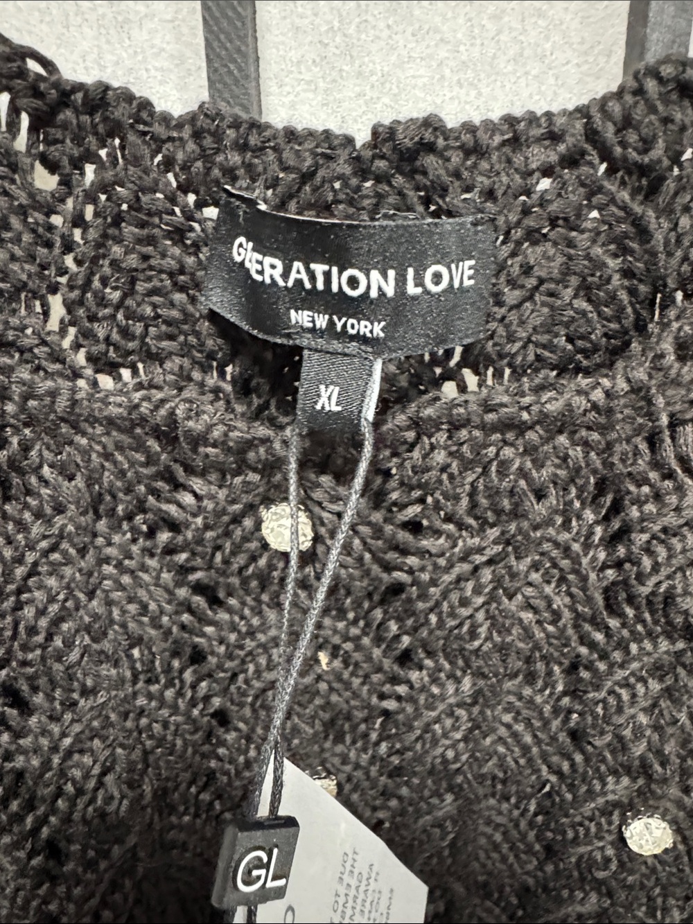 Generation Love Sol Crystal Pointelle Knit Tank in Black, size XL - Picture 5 of 11